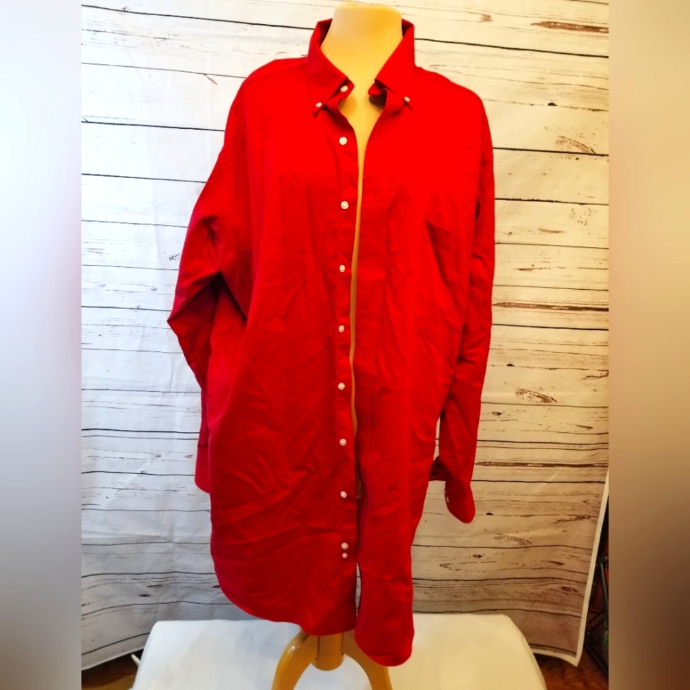 IZOD Long Sleeve Button Down Shirt RED